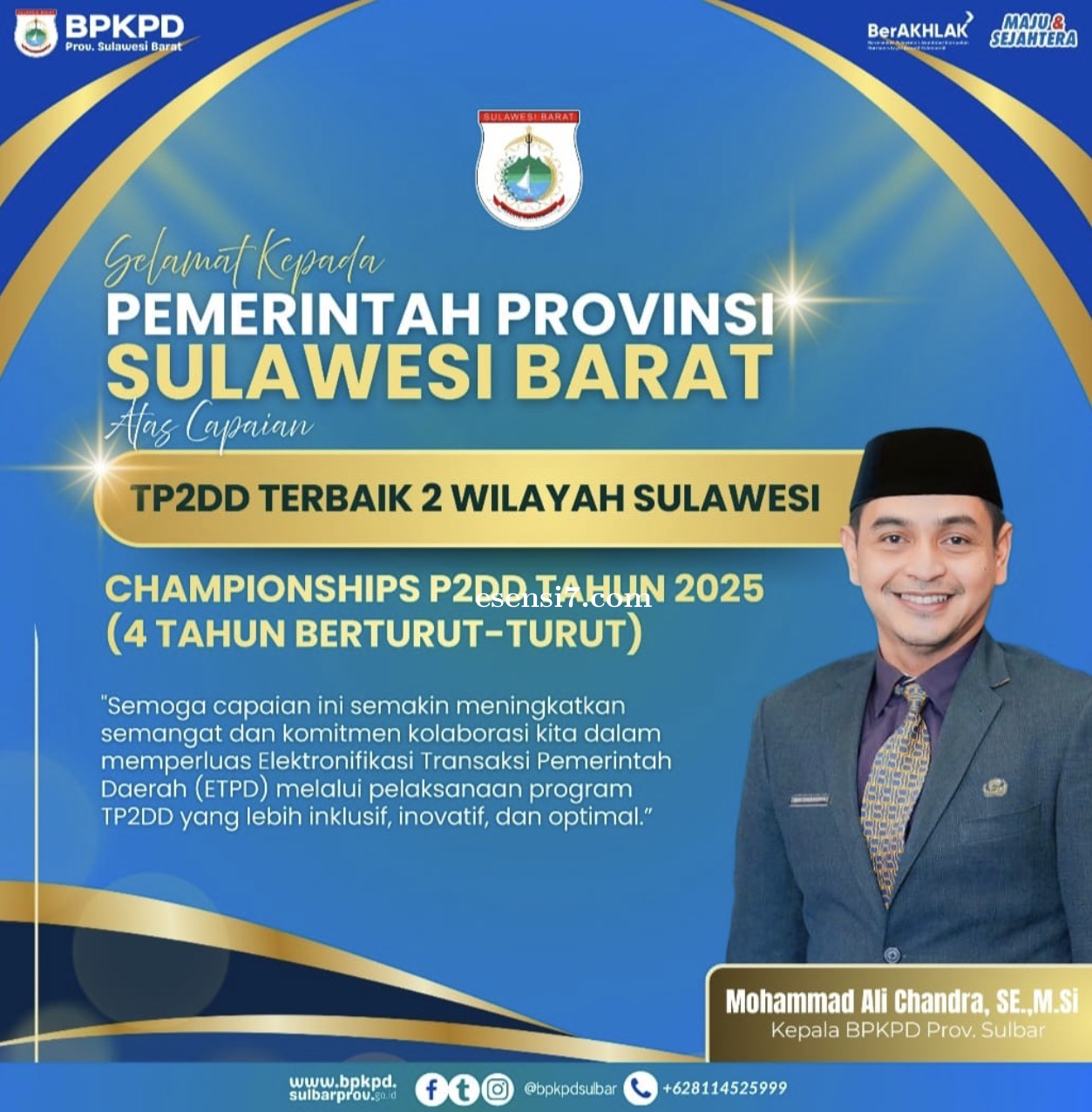 Pemprov Sulbar Raih TP2DD Terbaik II Wilayah Sulawesi, Bukti Komitmen Perkuat Digitalisasi Keuangan 