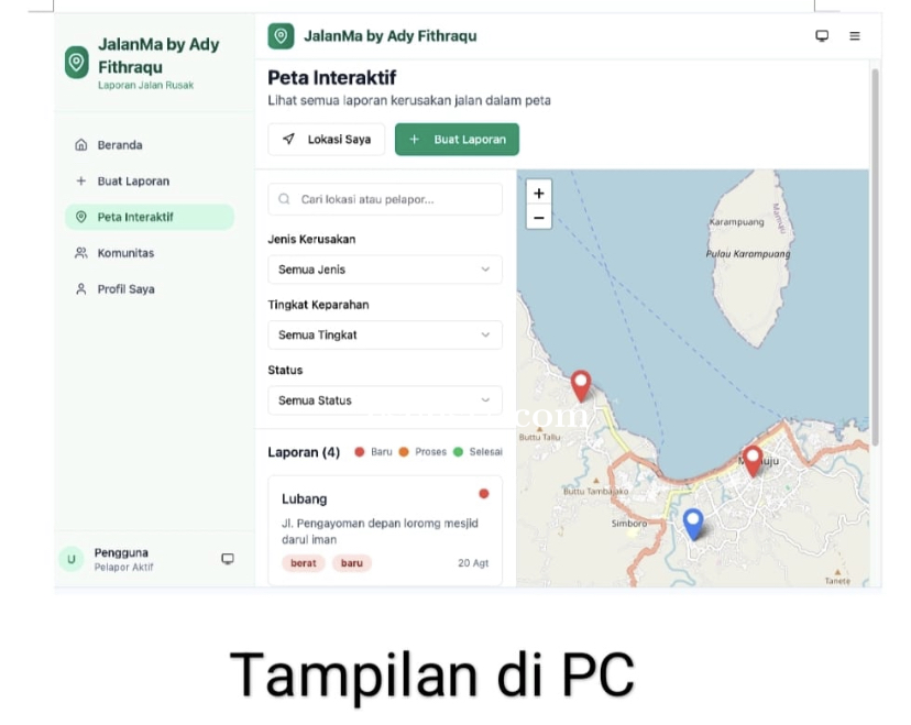 Kini Lapor Jalan Rusak Bisa Lewat Genggaman, Pemprov Sulbar Hadirkan Aplikasi JalanMa